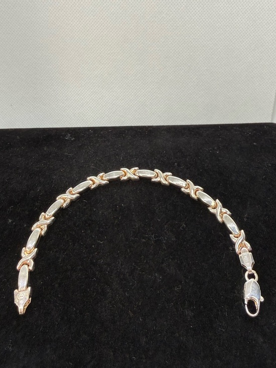 Jewelry - Italy 925 Sterling Silver Two Tone X Link Bracelet 6.75”